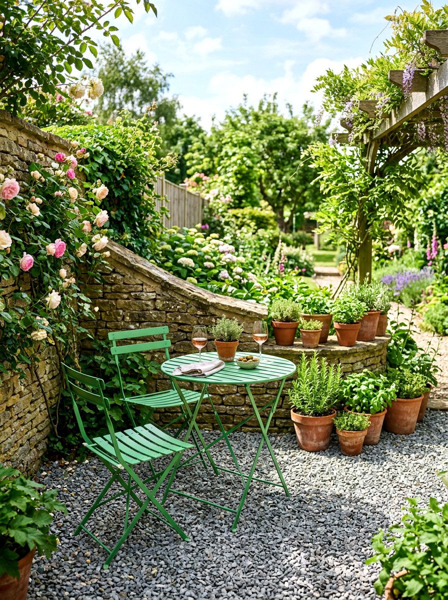 Gravel Patio Bistro Corner - 30 backyard entertaining zone ideas