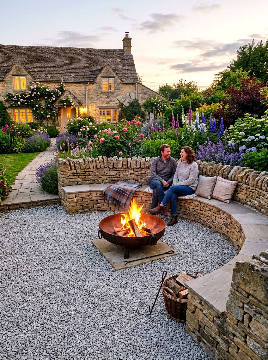 Gravel Patio Fire Pit With Wall - 30 seat wall fire pit ideas