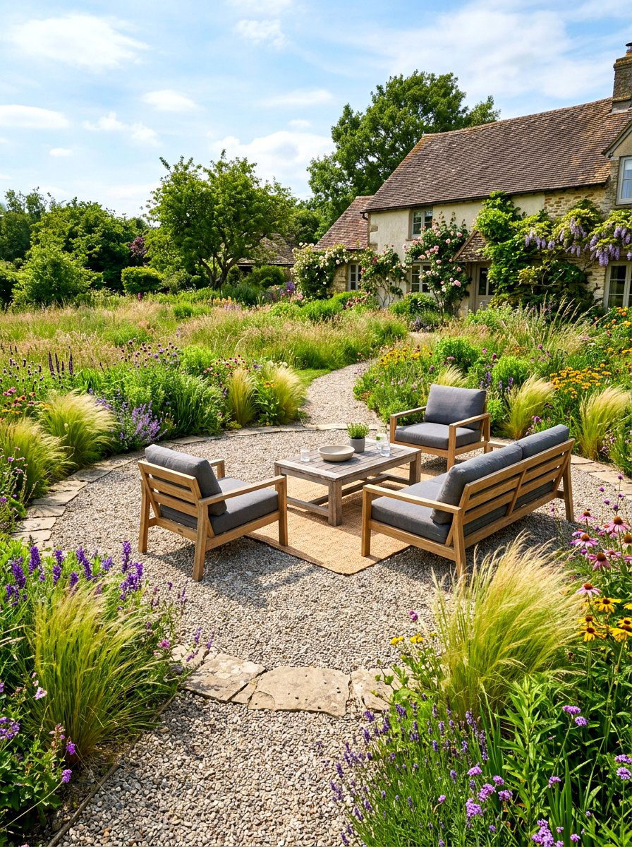 Gravel Patio Landscaping - 30 meadow style backyard ideas