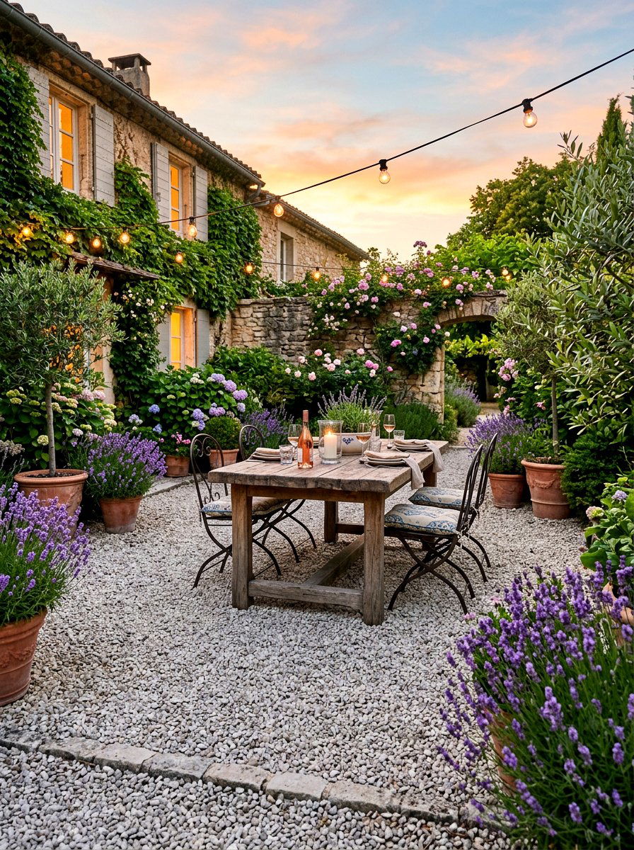 Gravel Patio Lounge - 30 evening backyard lounge ideas
