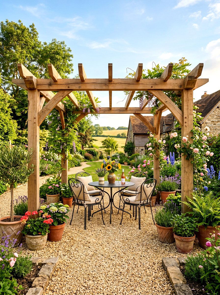 Gravel Patio Pergola - 30 budget pergola ideas
