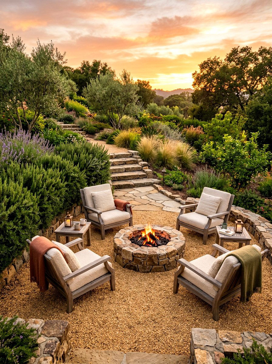 Gravel Patio Seating Area - 30 Tuscan patio ideas