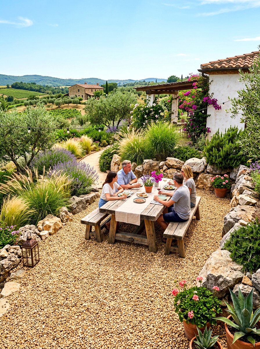 Gravel Patio Seating - 30 rustic backyard seating ideas