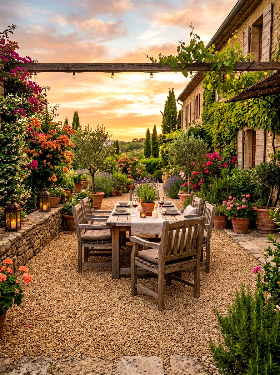 Gravel Patio Surface - 30 Tuscan courtyard ideas