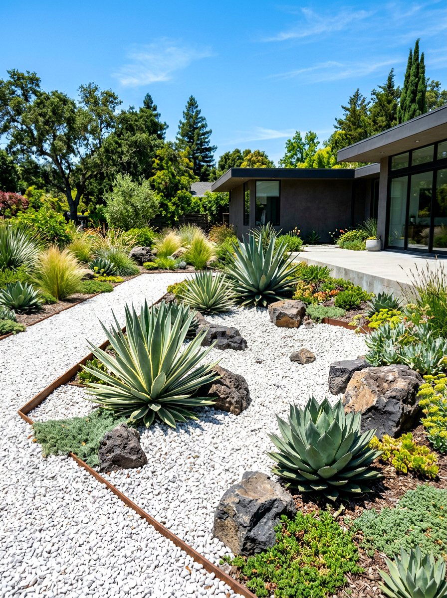 Gravel Rain Garden Basin - 30 rainwater garden ideas