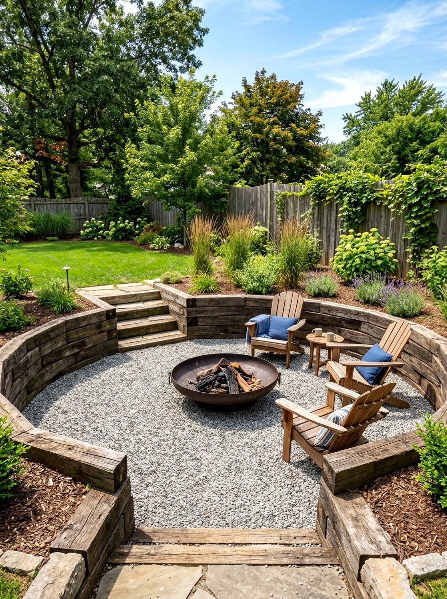 Gravel Sunken Fire Pit - 30 sunken fire pit ideas