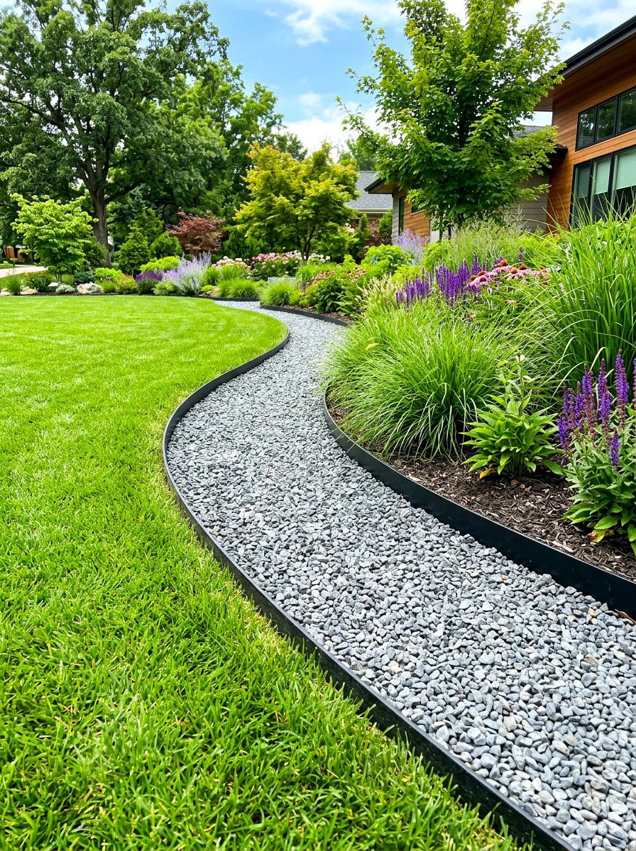 Gravel Swale With Edging - 30 swale landscaping ideas