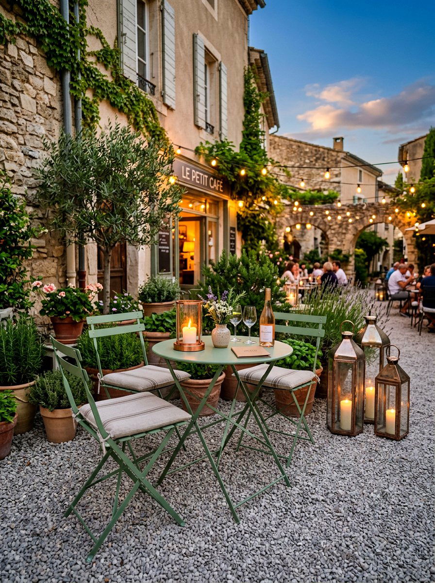 Gravel Terrace Bistro Set - 30 candlelit garden dinner ideas
