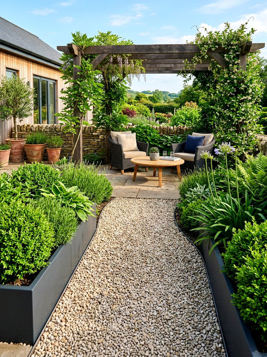 Gravel Terrace Path - 30 small terrace garden ideas