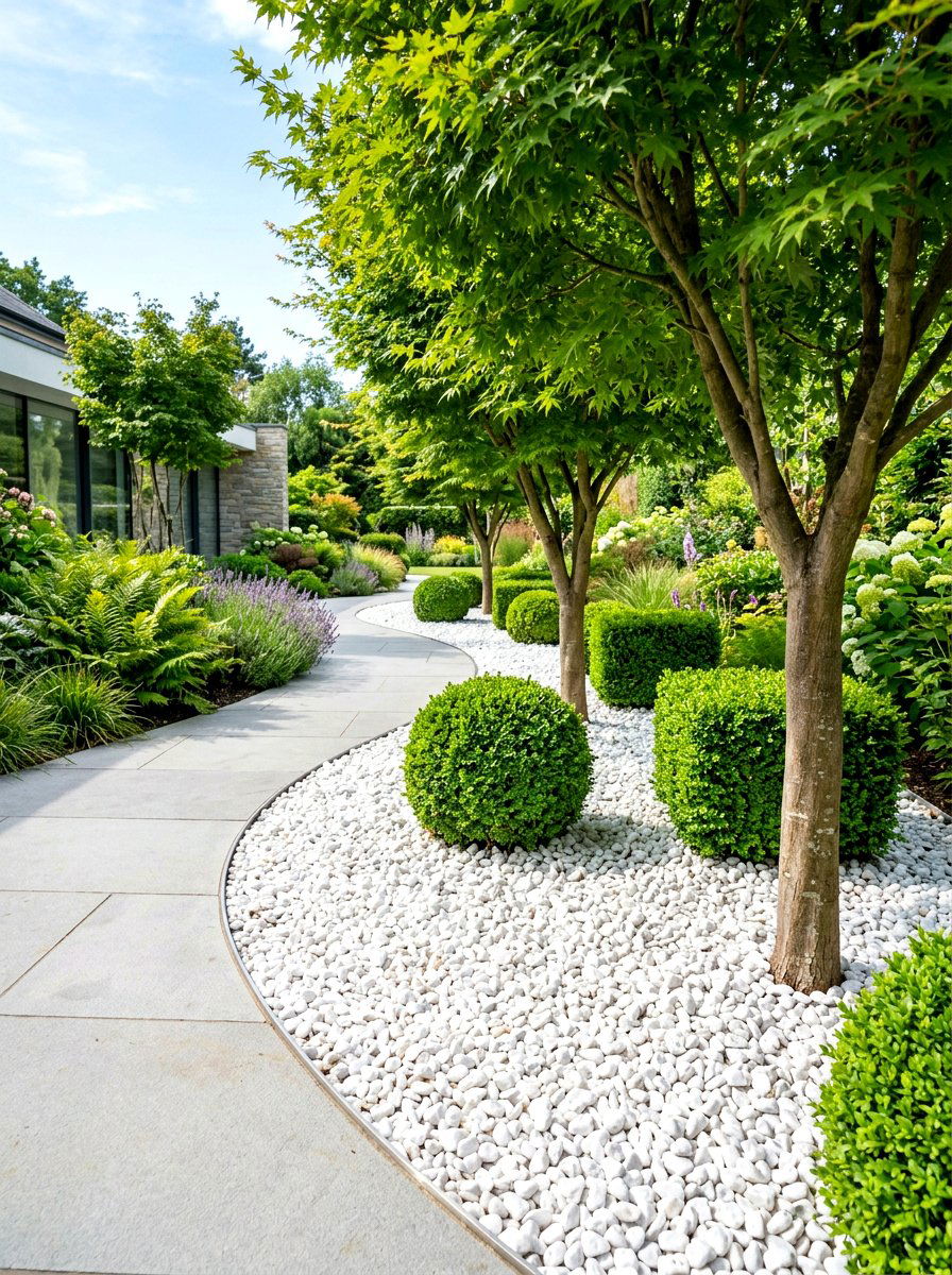 Gravel Tree Border - 30 tree ring flower bed ideas