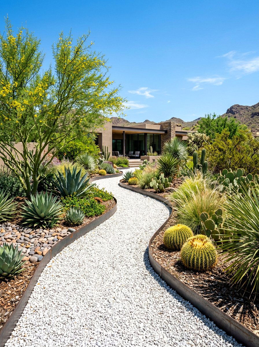 Gravel Walkway - 30 drought friendly backyard ideas