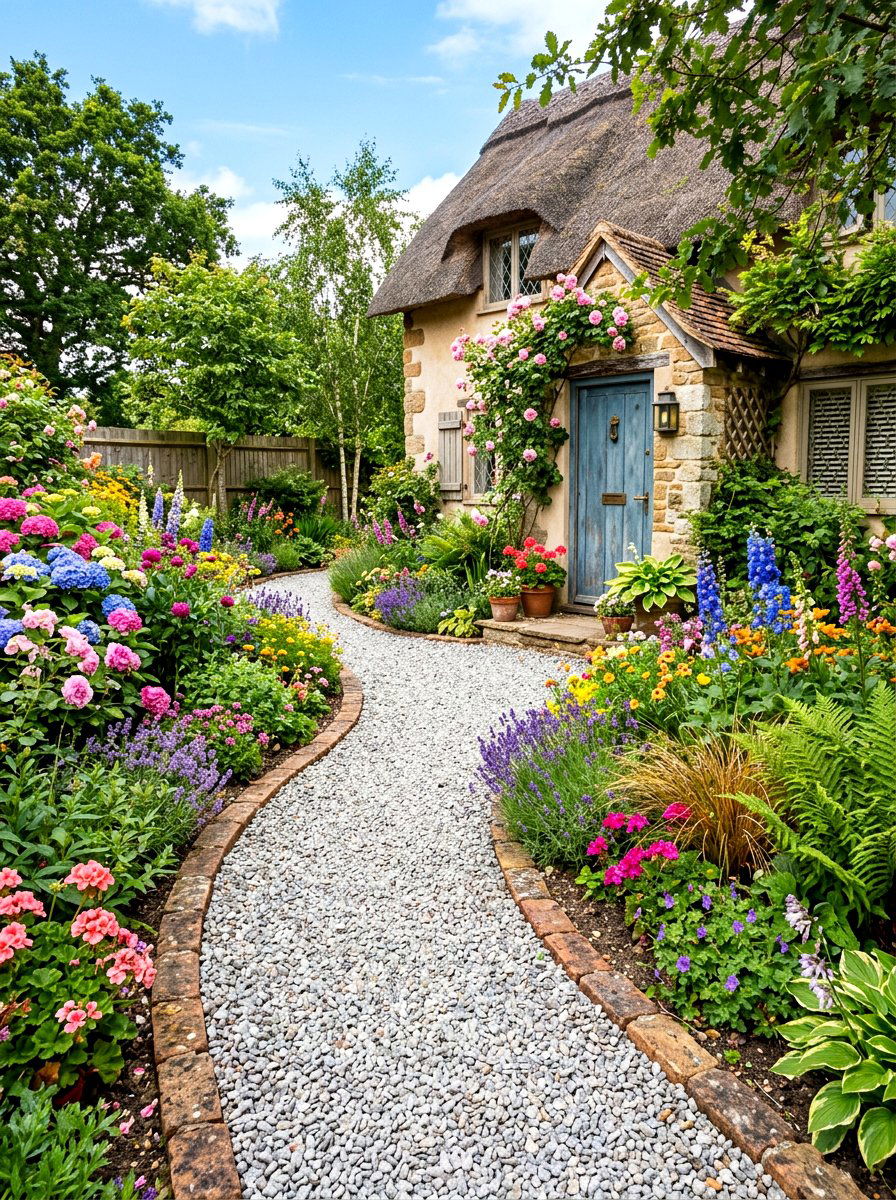 Gravel Walkway Path - 30 cottage exterior ideas