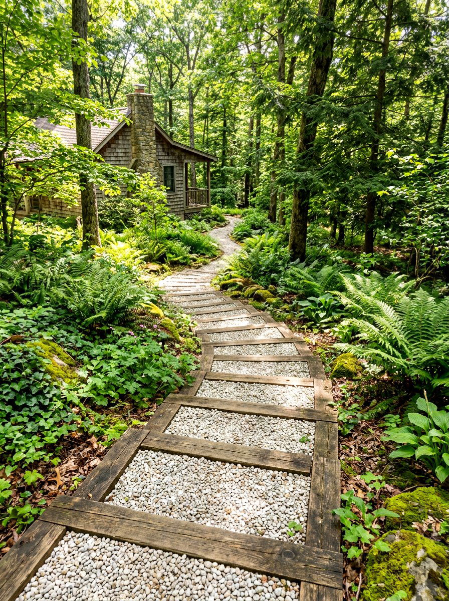 Gravel Wood Steps - 30 retaining wall stairs ideas
