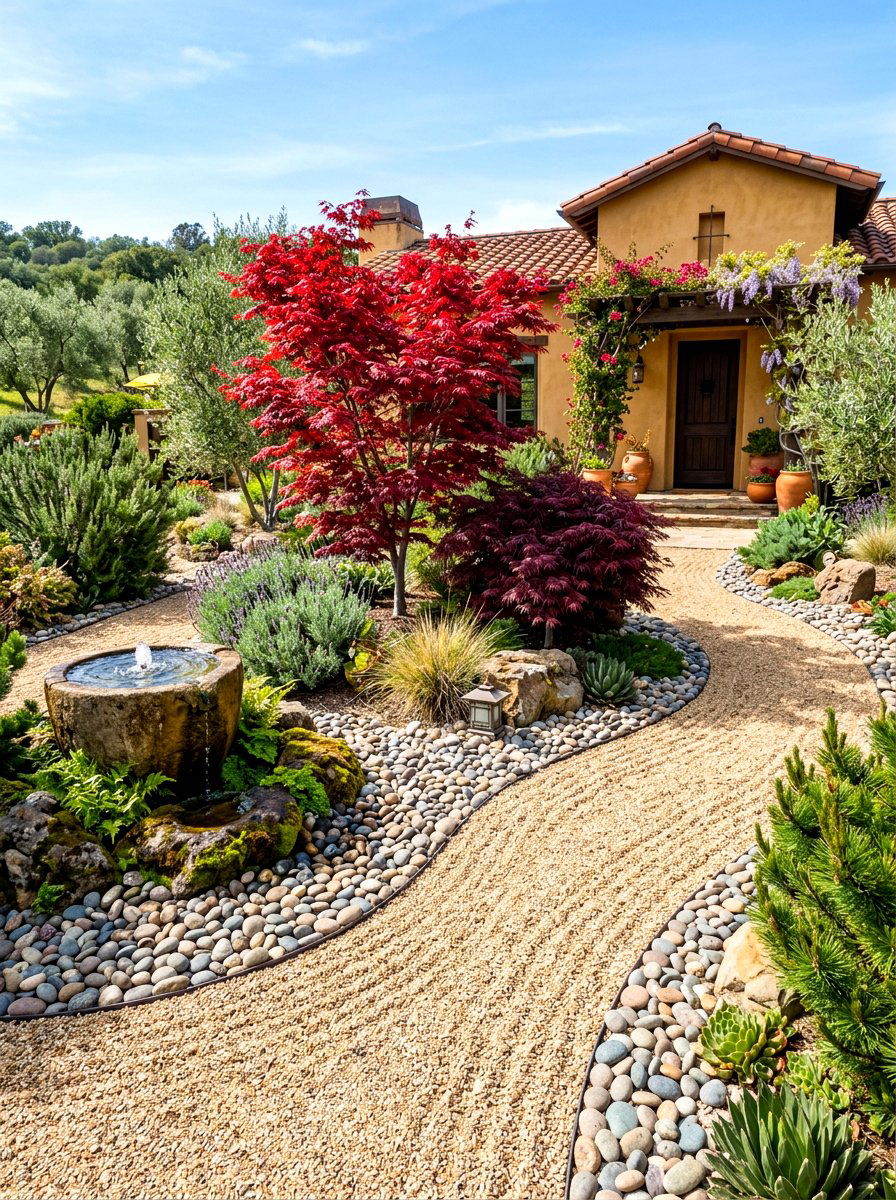 Gravel and pebble borders - 30 front yard edging ideas