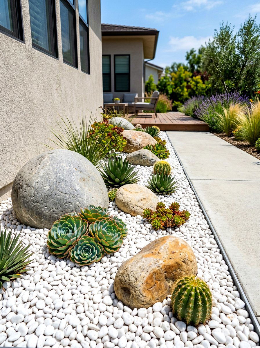 Gravel and rock garden border - 30 garden border ideas
