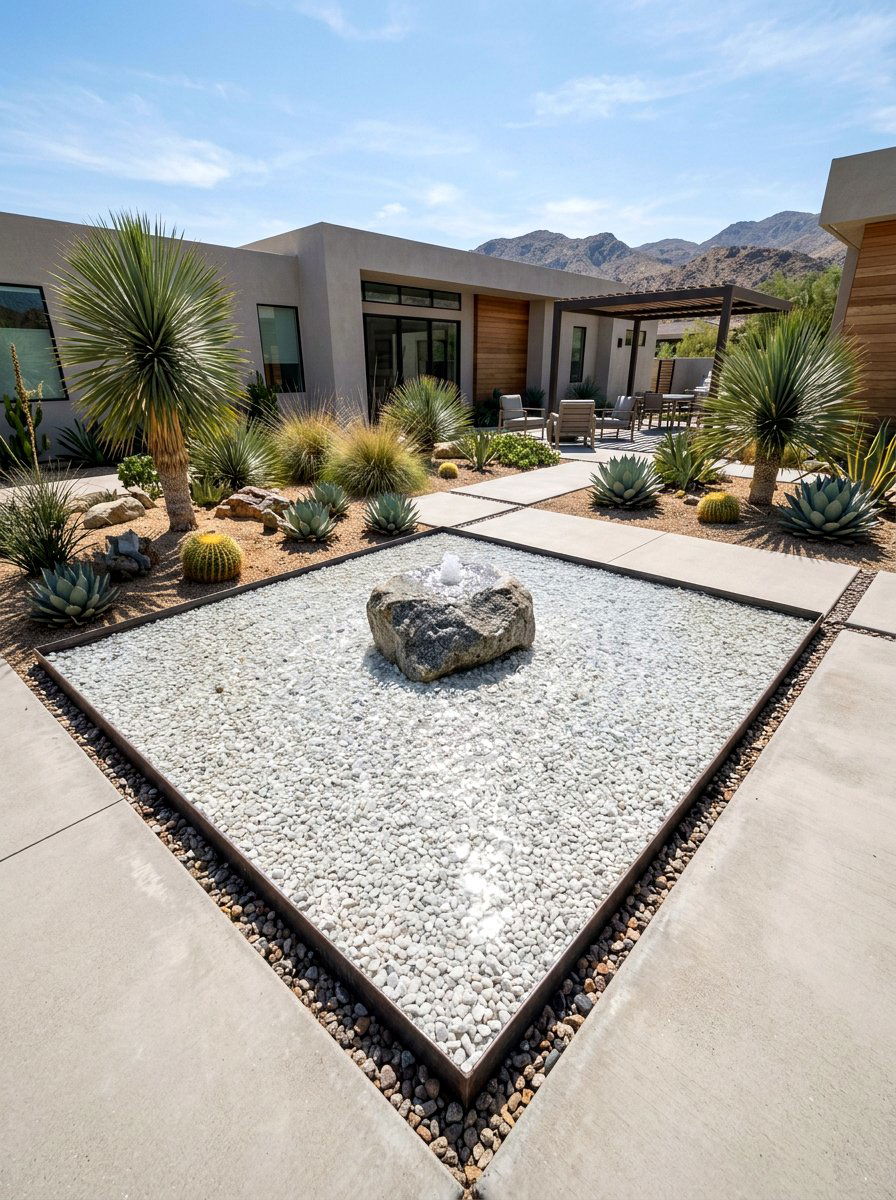Gravel basin water feature - 30 pondless waterfall ideas