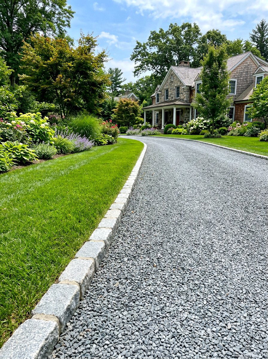 Gravel driveway edging - 30 curb appeal landscaping ideas