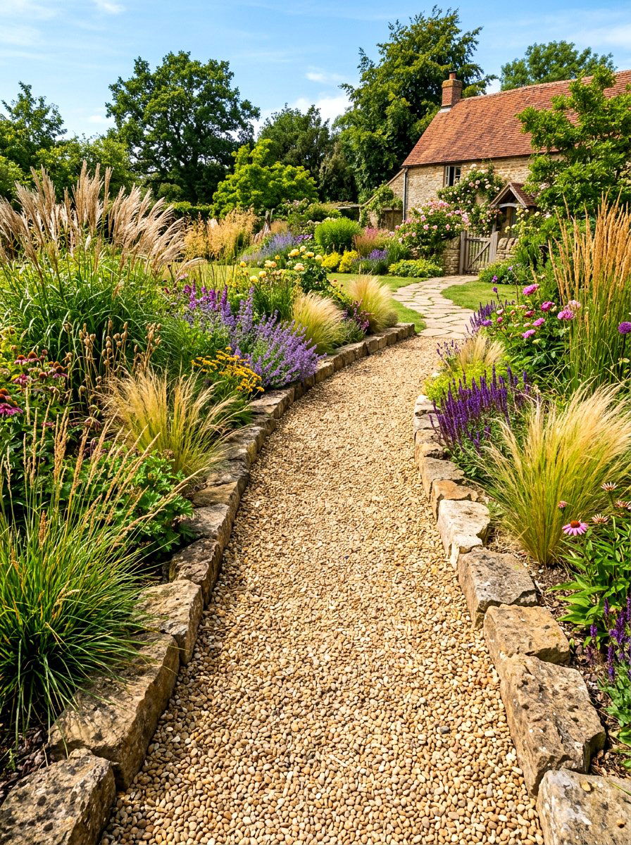 Gravel garden walkway - 30 rustic garden ideas