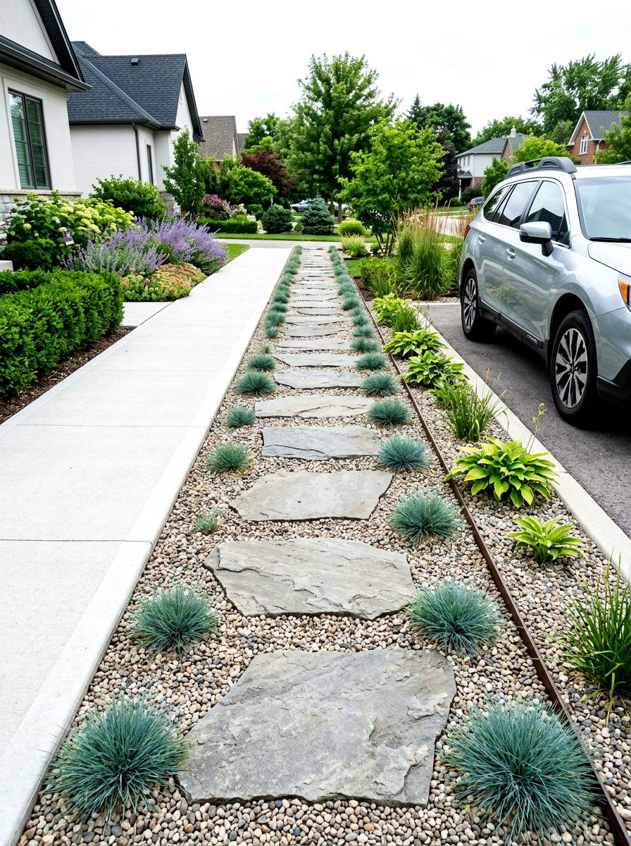 Gravel path garden strip - 30 hellstrip garden ideas