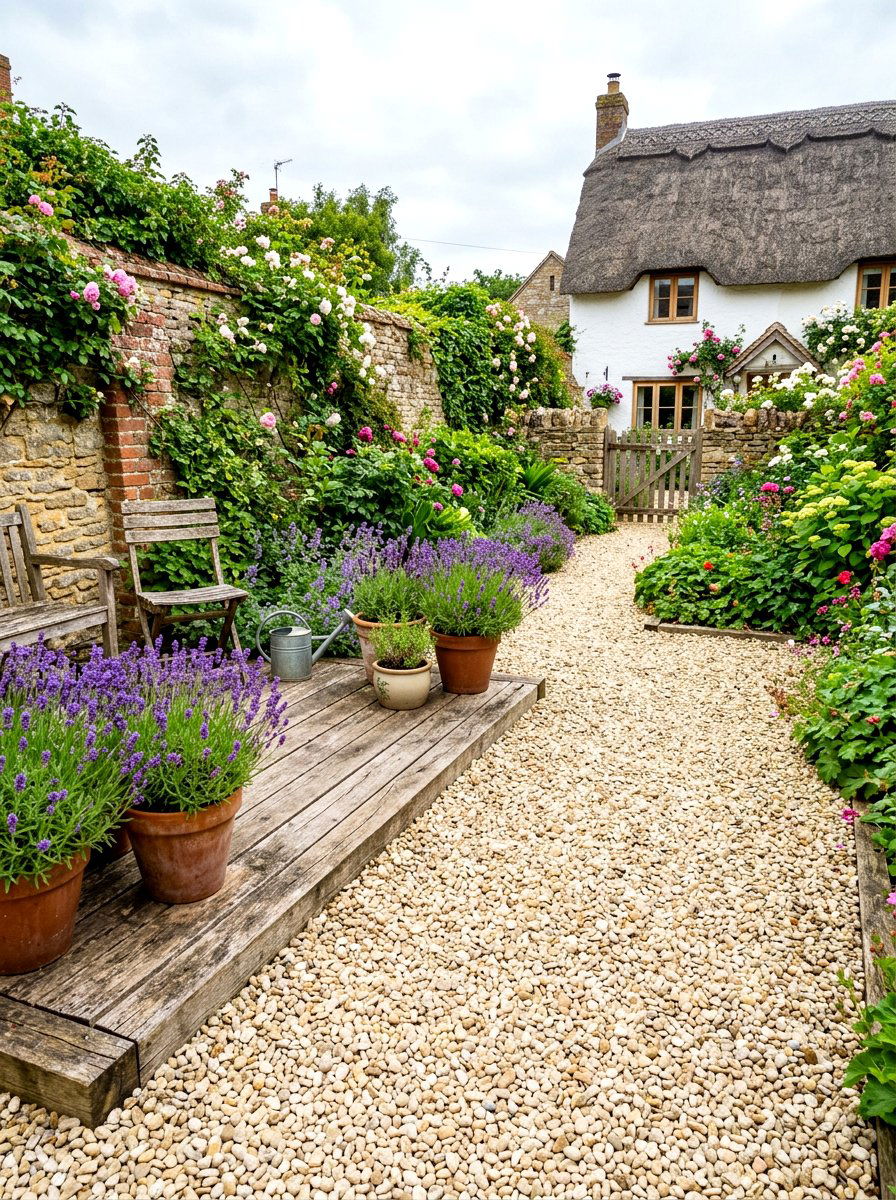 Gravel patio floor - 30 tiny courtyard garden ideas