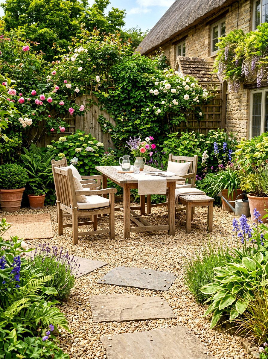 Gravel patio seating area - 30 California casual patio lounge ideas