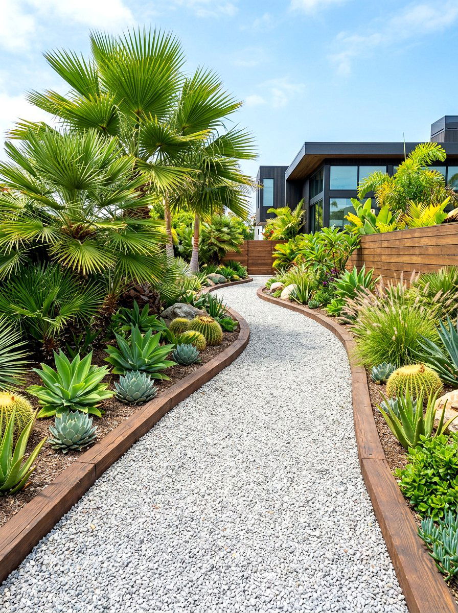 Gravel walkway landscape - 30 tropical landscaping ideas