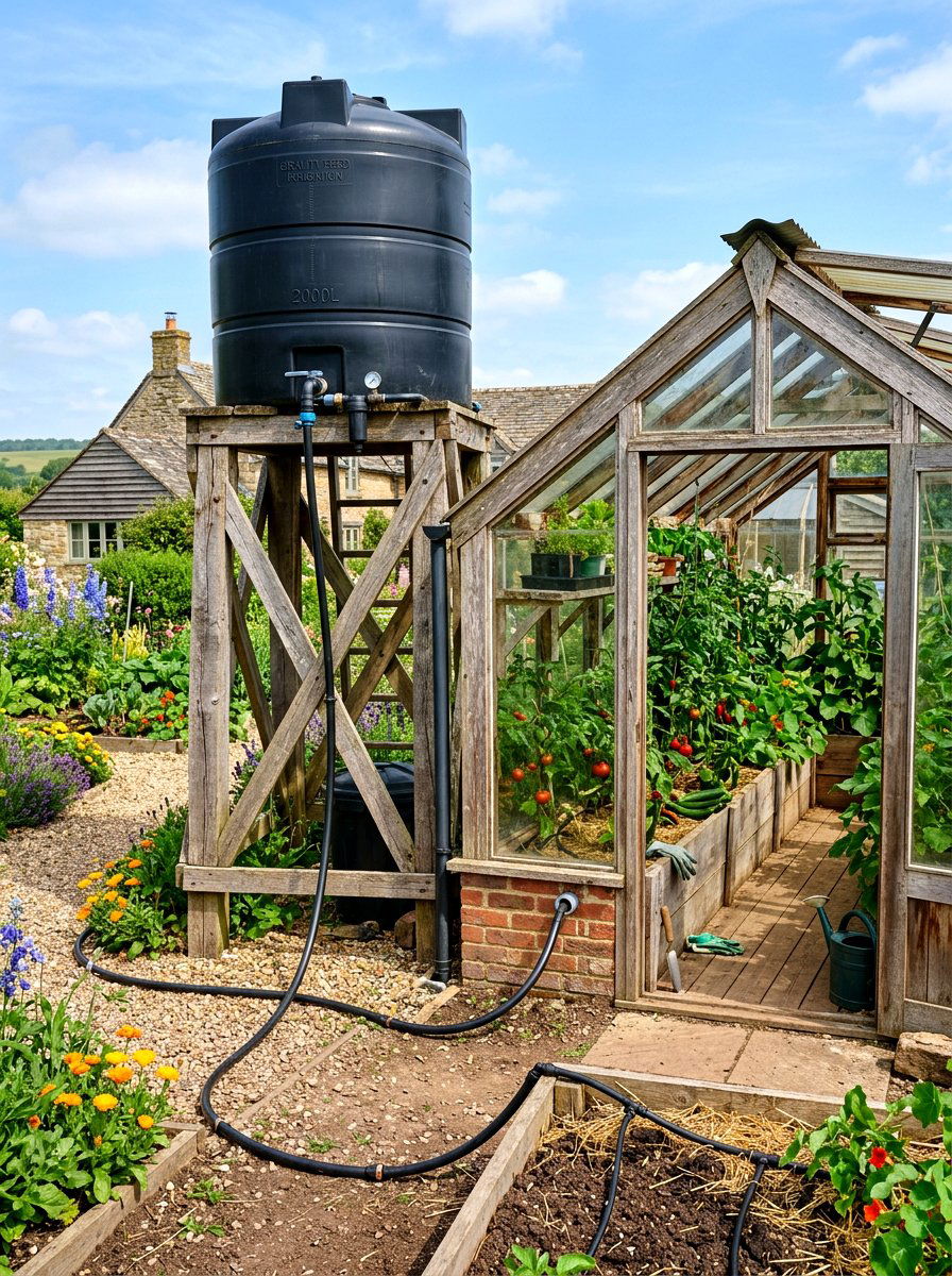 Gravity Fed Drip System - 30 greenhouse watering setup ideas