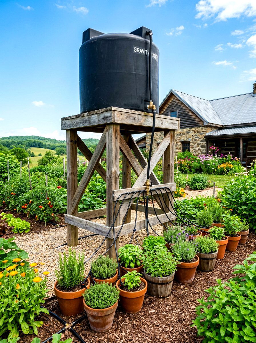 Gravity Fed Irrigation - 30 herb garden watering ideas