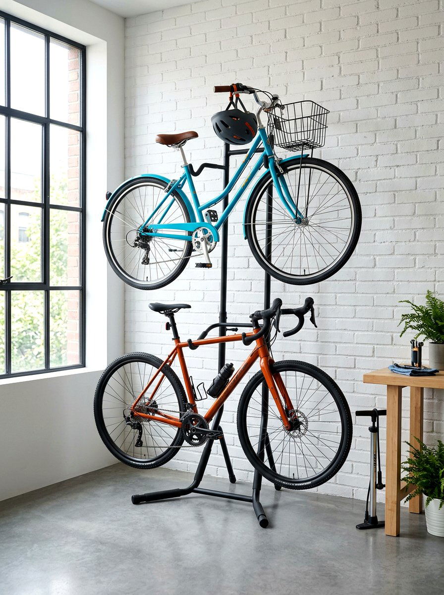 Gravity bike rack for two bikes - 30 garage bike storage ideas