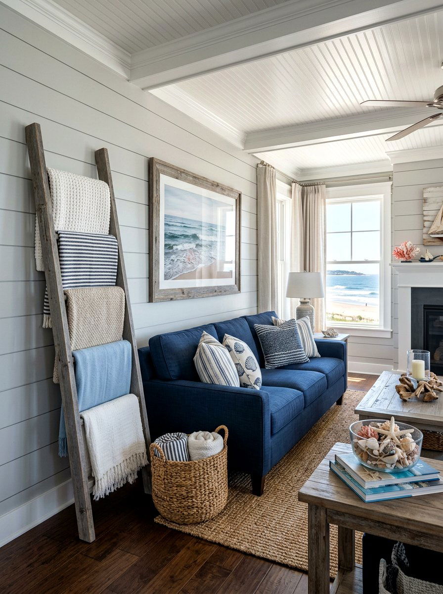 Gray Blanket Ladder - 30 blanket ladder ideas