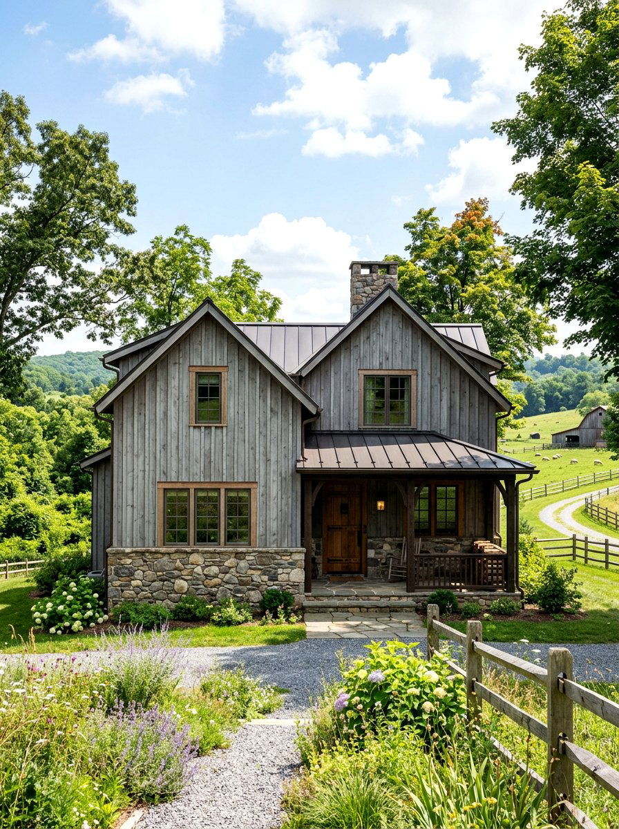 Gray Board And Batten With Stone Base - 30 gray house exterior ideas