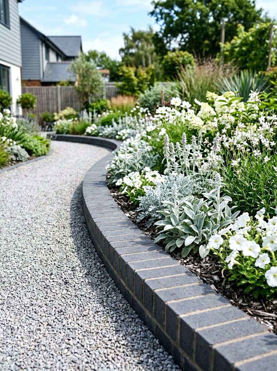 Gray Brick Edging - 30 brick garden edging ideas