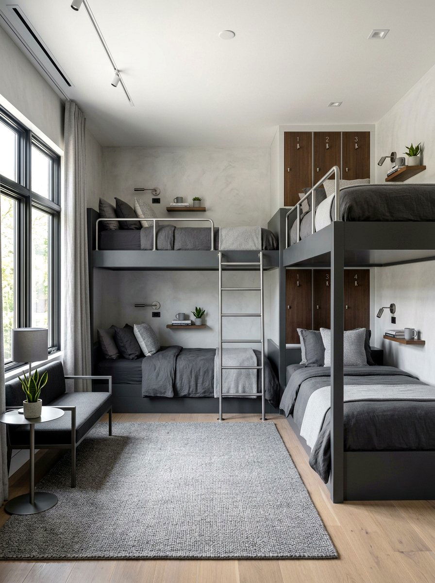Gray Bunk Room - 30 bunk room aesthetic ideas
