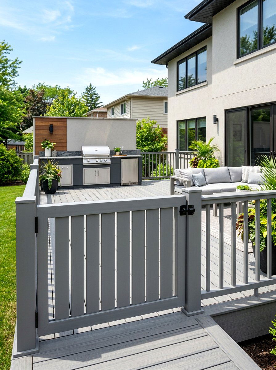 Gray Composite Deck Gate - 30 deck gate ideas