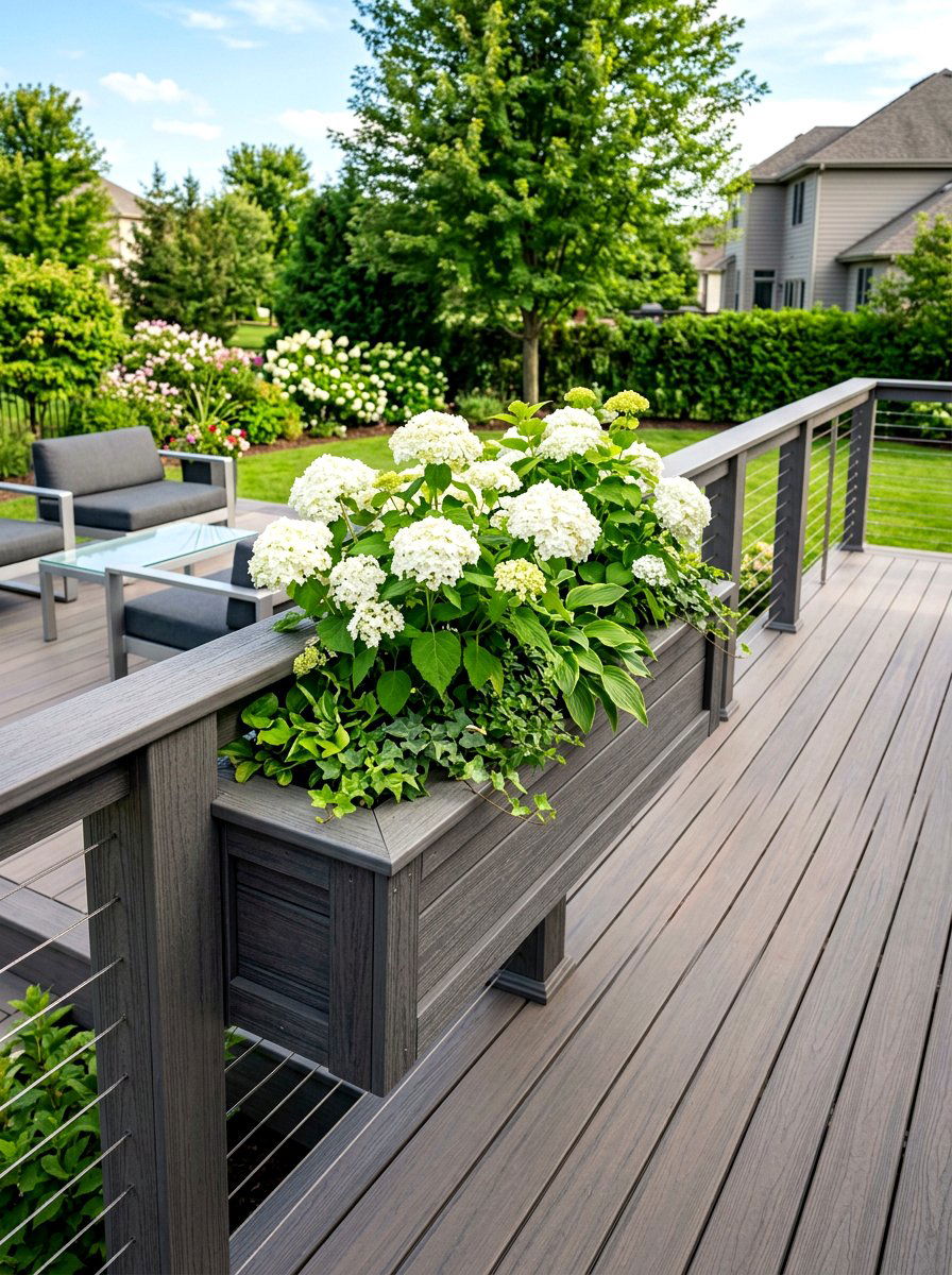 Gray Composite Railing Box - 30 deck railing planter ideas