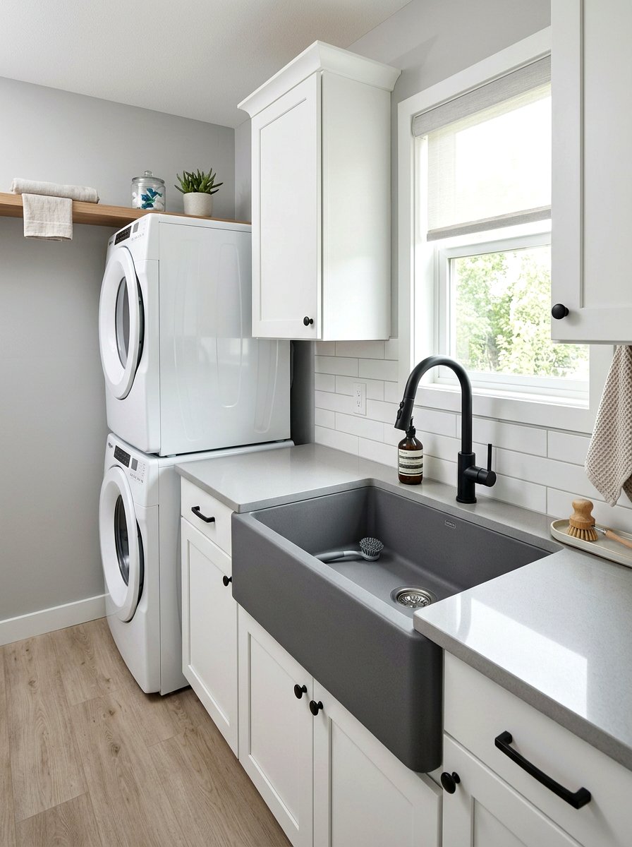 Gray Composite Sink - 30 laundry room sink ideas