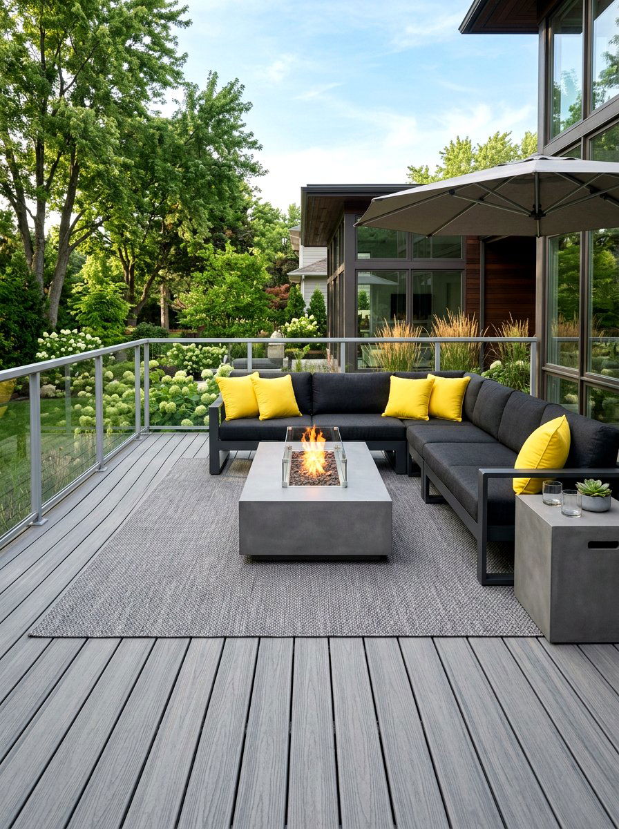 Gray Fire Table - 30 deck fire table ideas