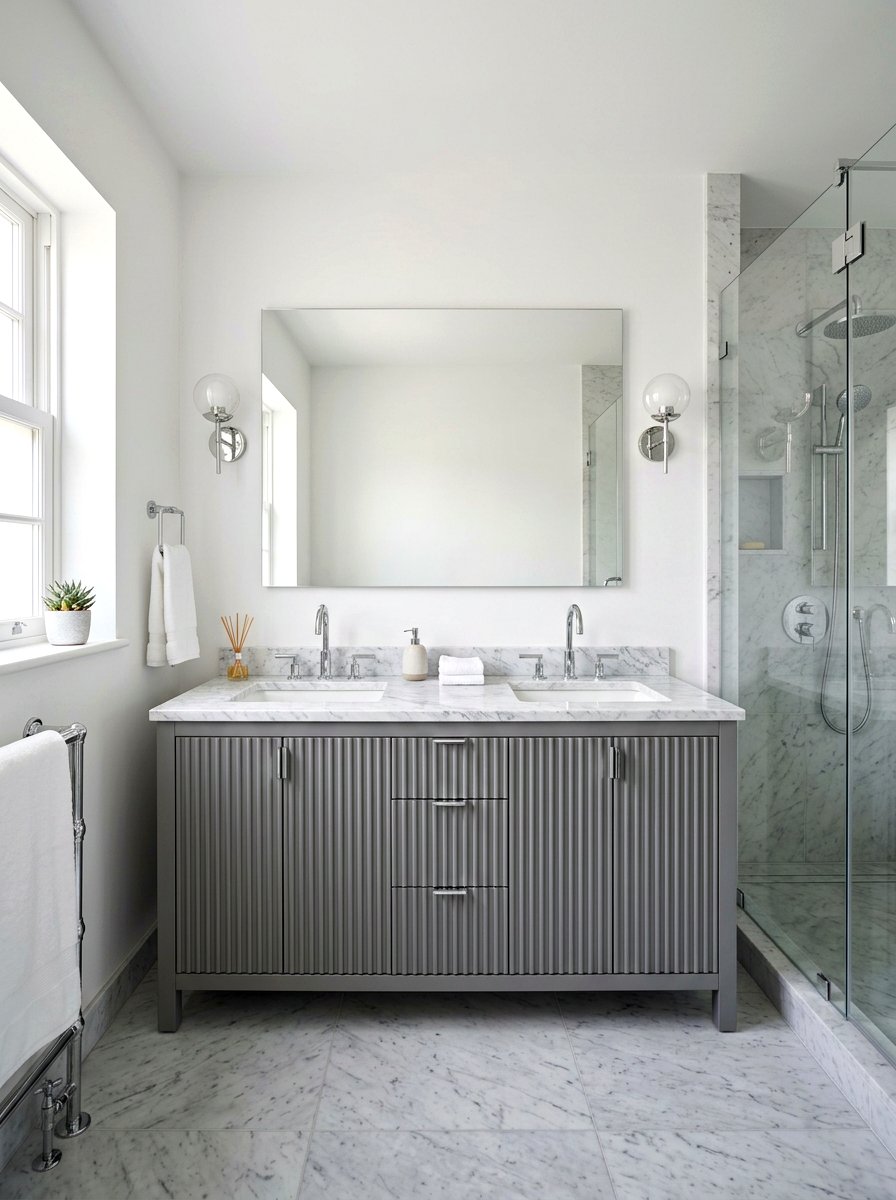 Gray Fluted Vanity Bathroom - 30 fluted vanity bathroom ideas