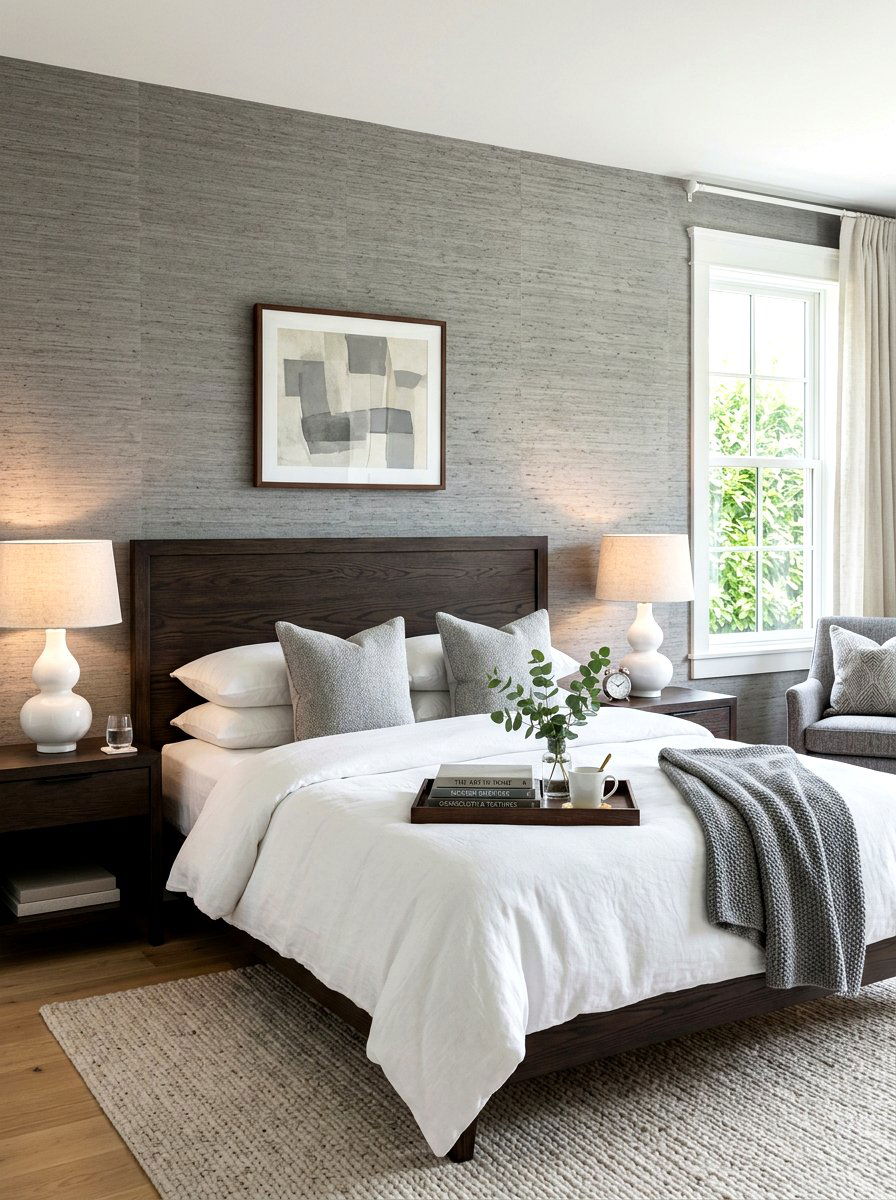 Gray Grasscloth Wallpaper - 30 bedroom wallpaper accent ideas
