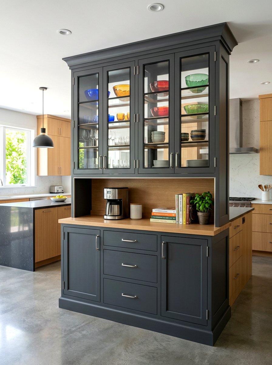 Gray Kitchen Hutch - 30 hutch kitchen storage ideas
