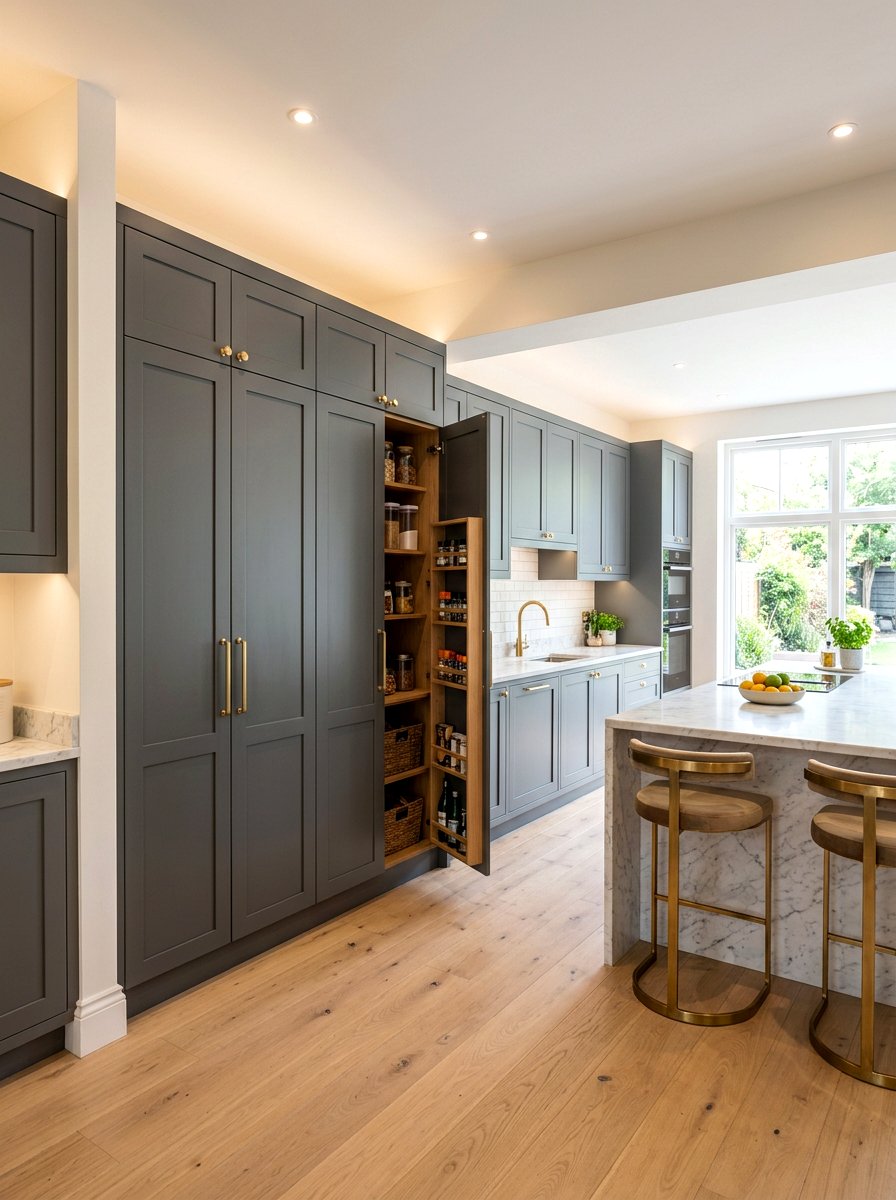 Gray Kitchen Pantry - 30 freestanding pantry cabinet ideas
