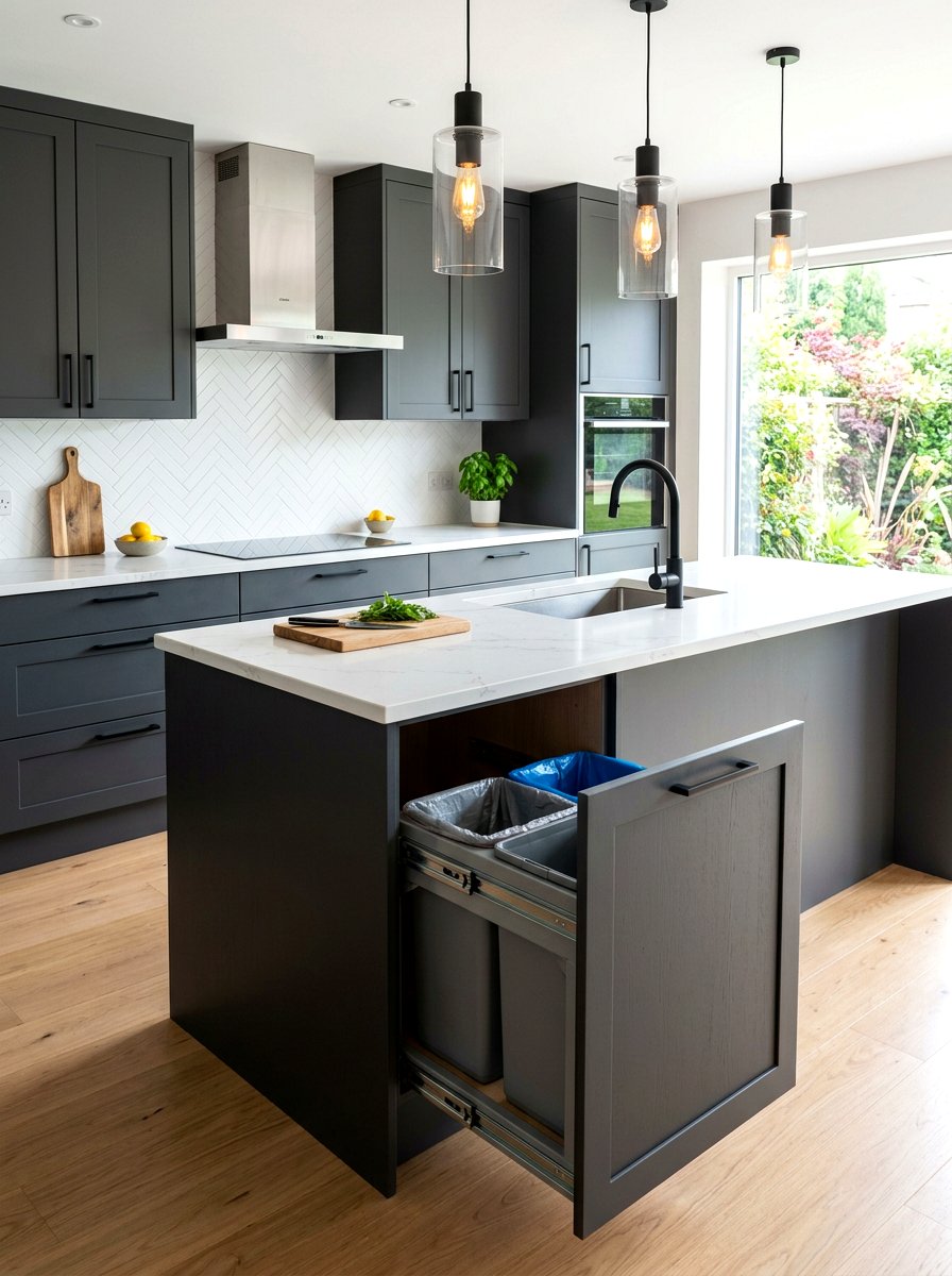 Gray Kitchen Trash Cabinet - 30 kitchen trash pull out ideas