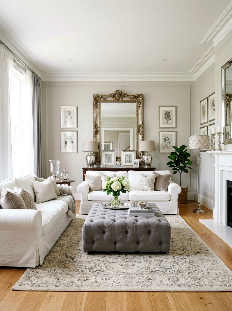 Gray Linen Ottoman - 30 ottoman coffee table ideas