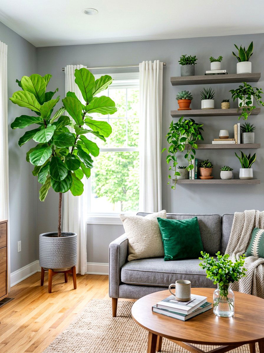 Gray Living Room With Plants - 30 gray living room ideas