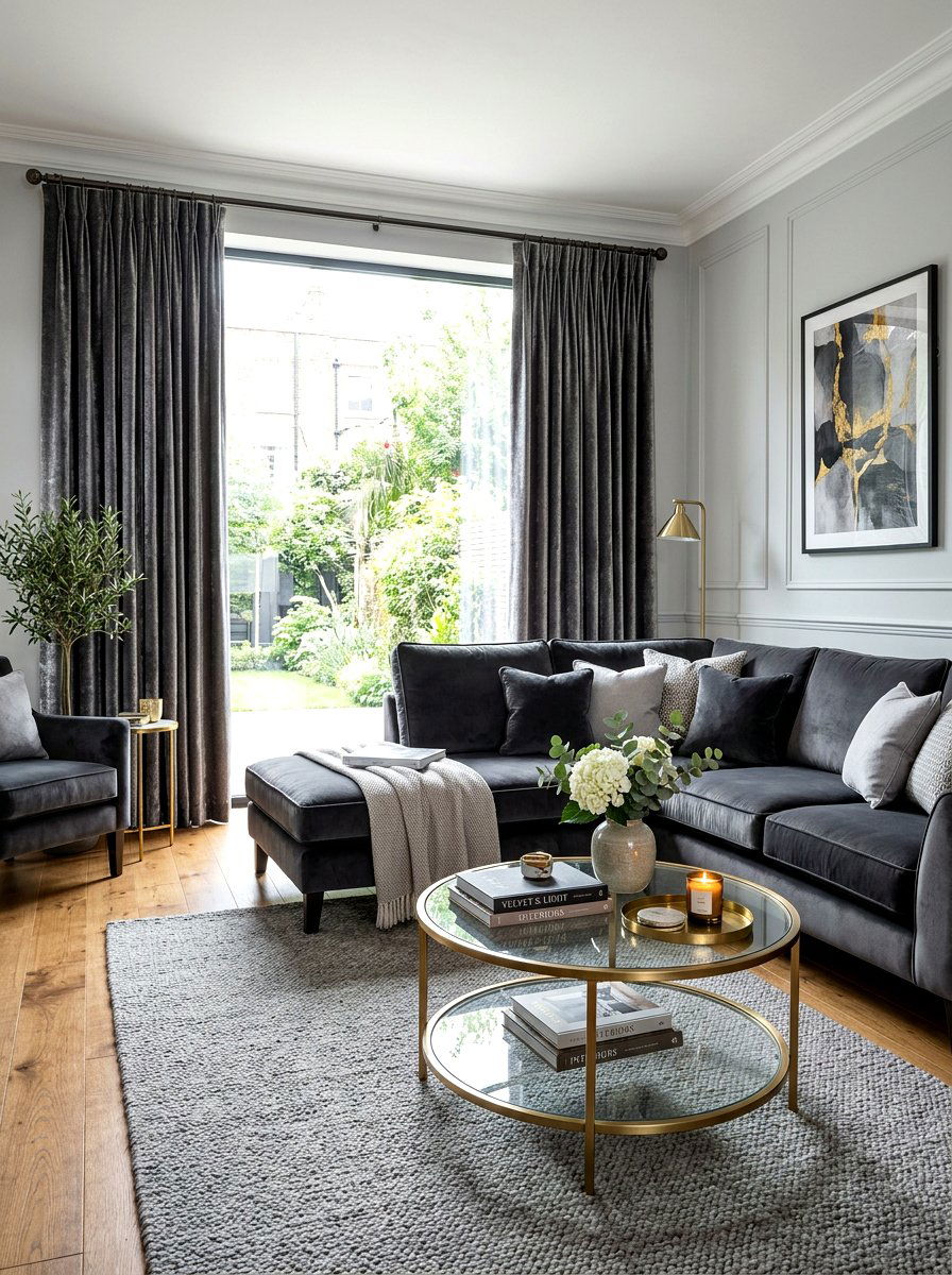 Gray Living Room With Velvet - 30 gray living room ideas
