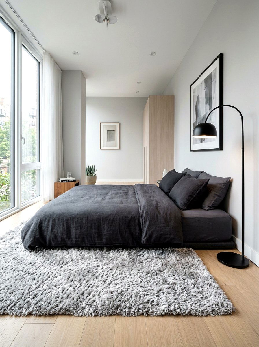 Gray Monochromatic Floor Bed - 30 floor bed bedroom ideas