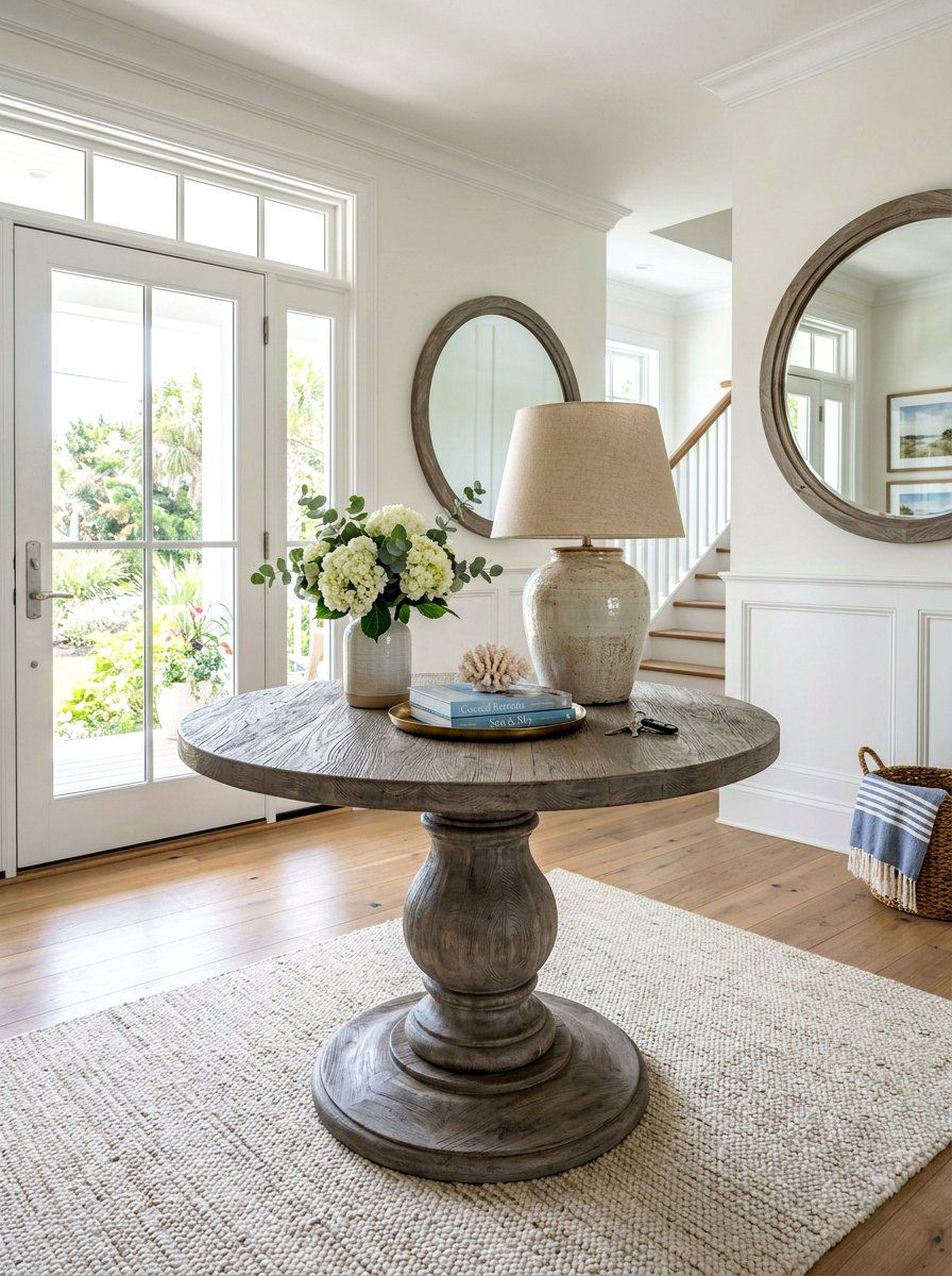 Gray Oak Pedestal Table - 30 pedestal entry table ideas