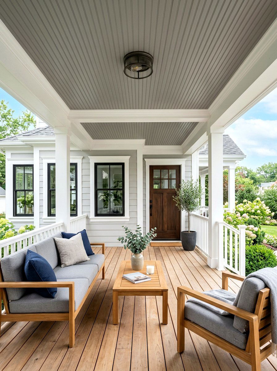 Gray Painted Porch Ceiling - 30 porch beadboard ceiling ideas