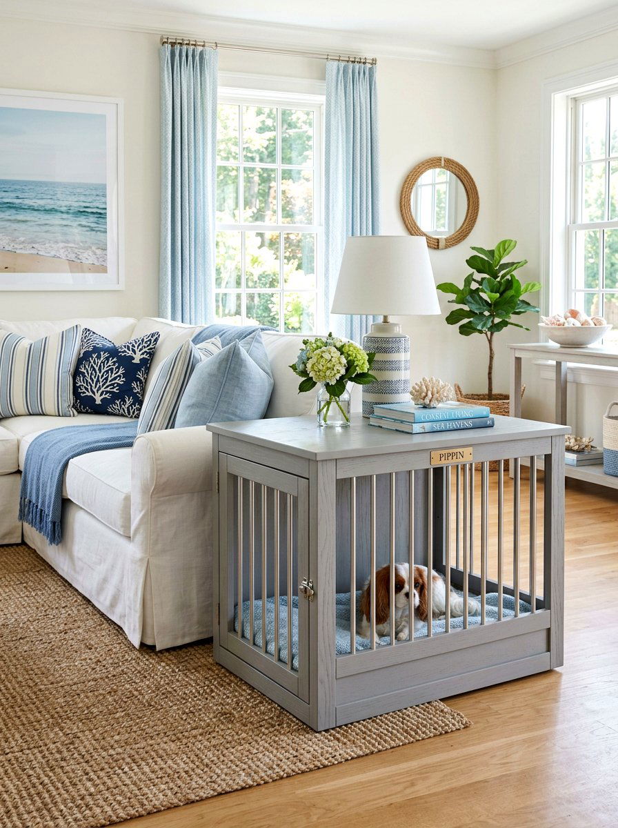 Gray Painted Wood Dog Crate - 30 dog crate furniture ideas