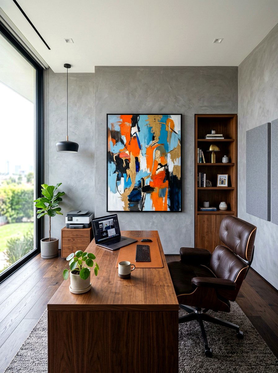 Gray Plaster Office - 30 plaster wall ideas